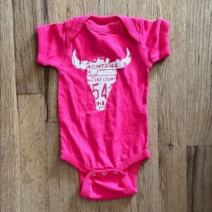 Rabbit Skins Pink Montana Big Sky Bull Bodysuit Onesie Newborn